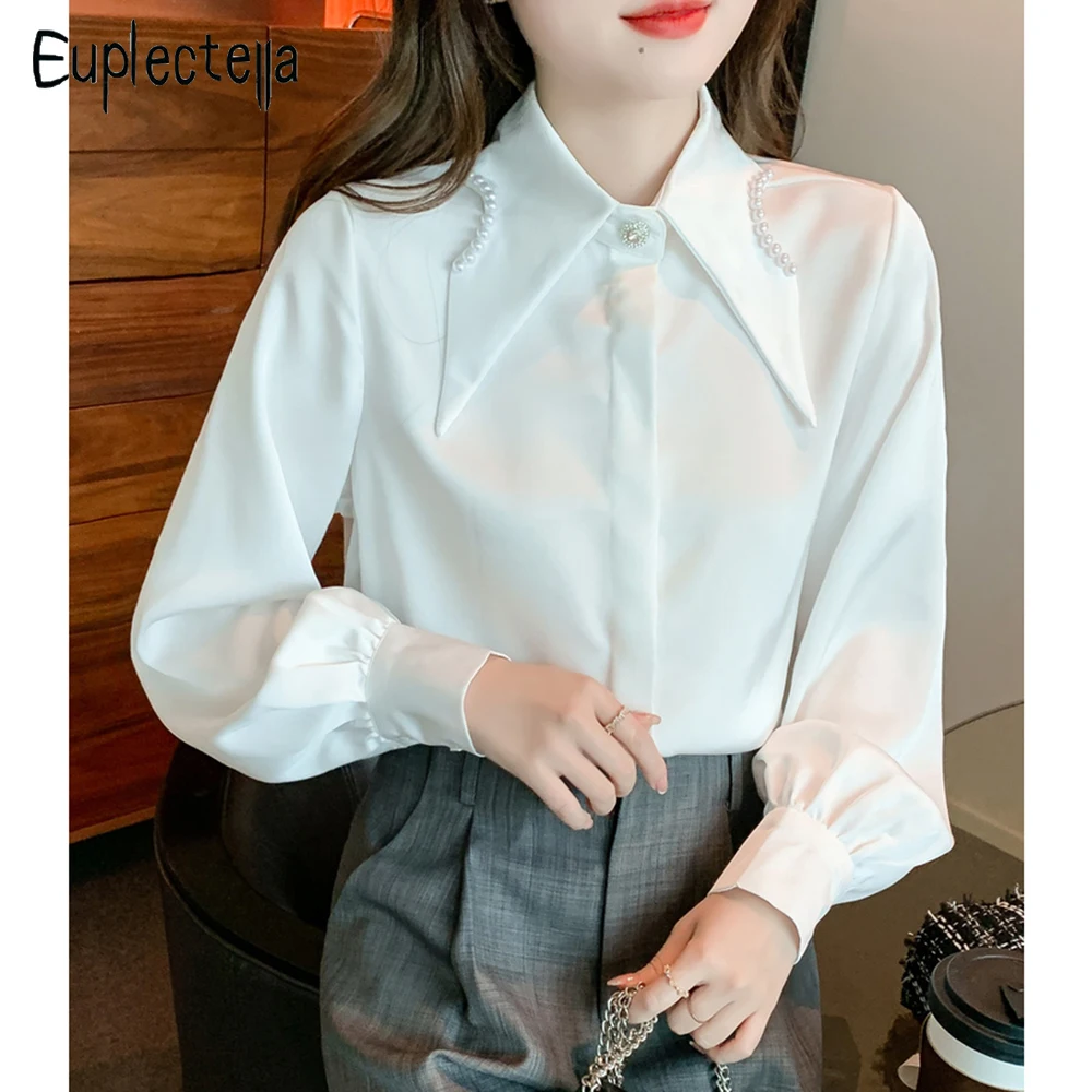 Spring 2022 Latest Women White Shirt Puff Sleeve Chiffon Blouse Turn-Down Collar Embroidered Flares Button Up Elegant Basic Tops
Spring 2022 Latest Women White Shirt Puff Sleeve Chiffon Blouse Turn-Down Collar Embroidered Flares Button Up Elegant Basic Tops