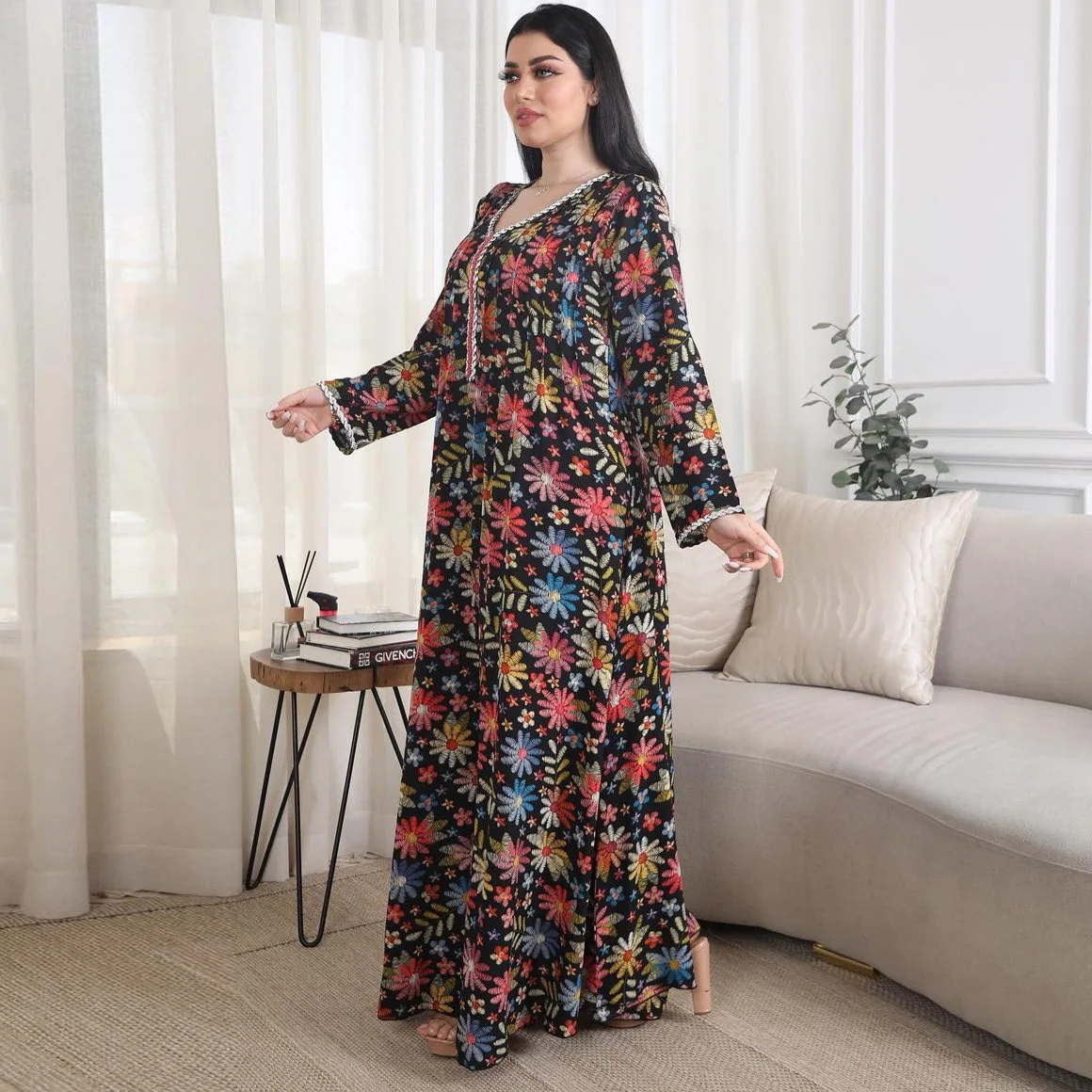 فستان عباية إسلامية للنساء ، مطبوع بالورود ، الماس ، الجلابية ، فساتين حفلات المغرب ، قفطان إسلام فيستدوس ، رداء عربي طويل ، دبي فستان عباية إسلامية للنساء ، مطبوع بالورود ، الماس ، الجلابية ، فساتين حفلات المغرب ، قفطان إسلام فيستدوس ، رداء عربي طويل ، دبي