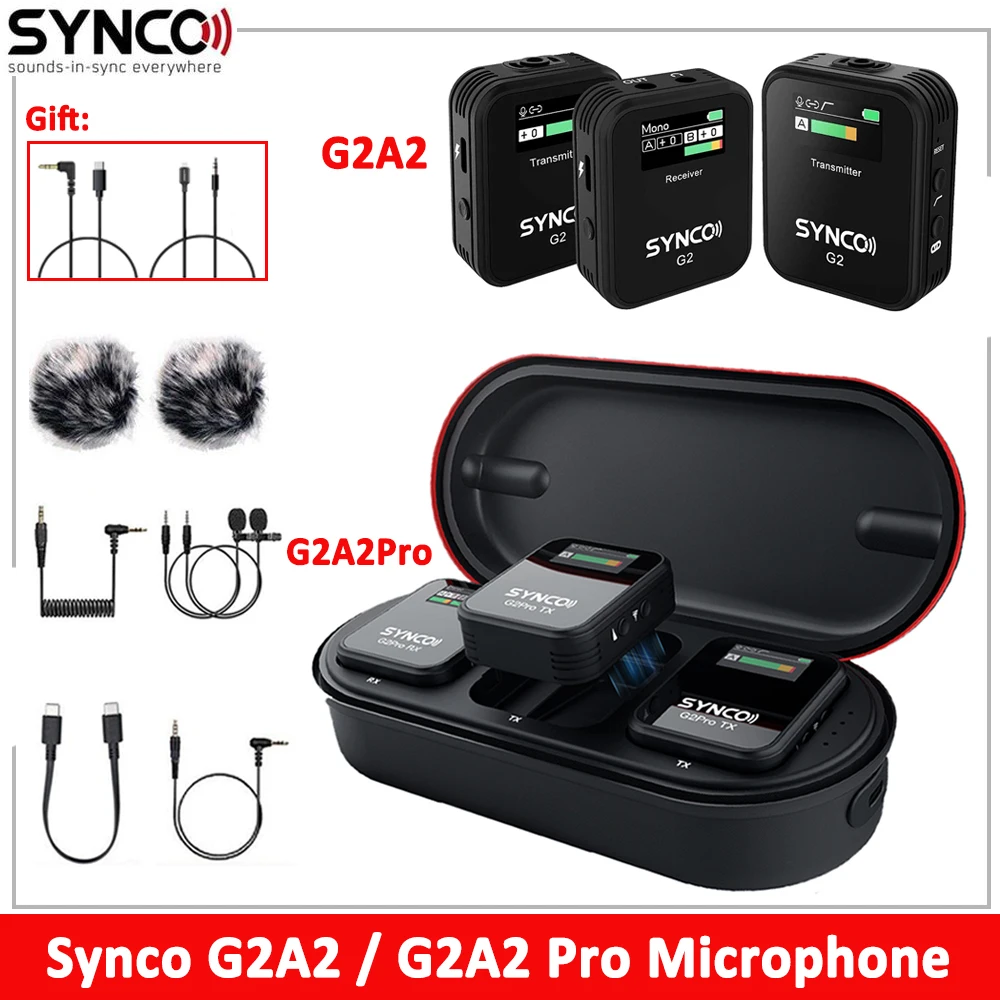 

SYNCO G2 A2 G2A2 Pro, 2.4G Wireless Lavalier Microphone Lapel mic for Smartphone Camera Vlogging Streaming YouTube vs Rode GO II