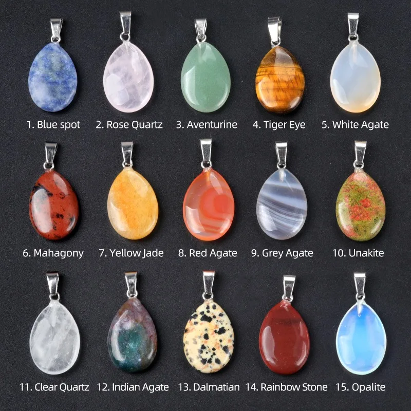 50pcs Natural Crystal Stone Water Drop Pendant Opal Tiger Eye Obsidian Rose Quartz Charms Necklace Jewelry Making ACC
50pcs Natural Crystal Stone Water Drop Pendant Opal Tiger Eye Obsidian Rose Quartz Charms Necklace Jewelry Making ACC
