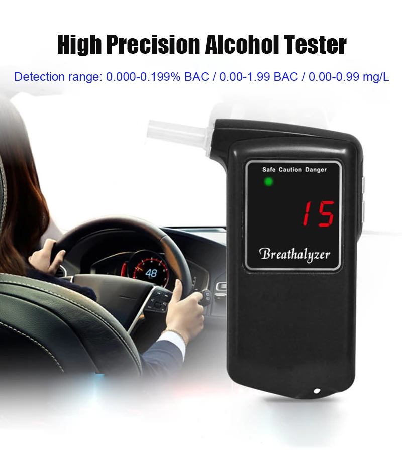 

Professional Digital Breath Alcohol Tester Breathalyzer High Precision Alcohol Analyzer Detector Meter Test Device Driver Police