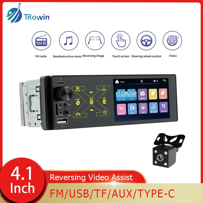 

Автомагнитола 1Din, мультимедийный плеер MP5 4, 1 дюйм, с сенсорным экраном, без потерь, с поддержкой Bluetooth, TF, AUX, USB, зарядка по USB, автомобильная стереосистема