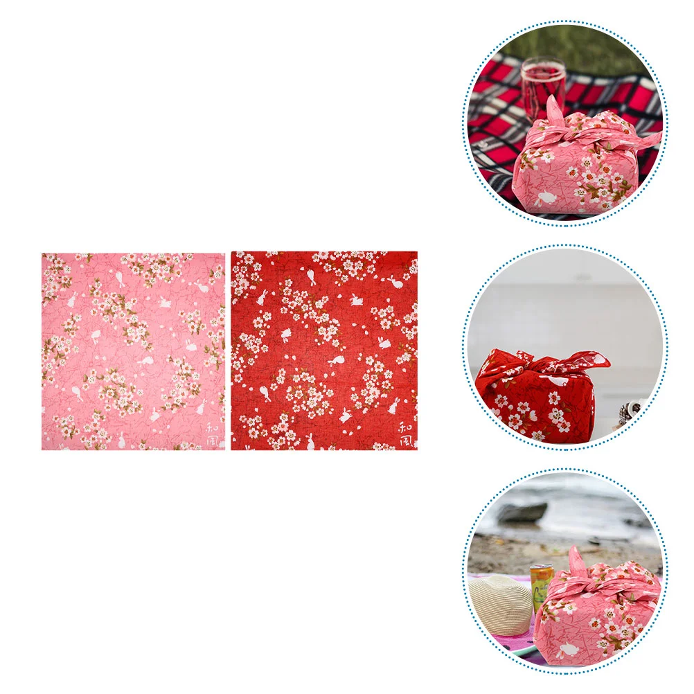 

2 Pcs Gift Bento Wrapping Cloth Decorate Decoration Fabric Japanese Type Packing