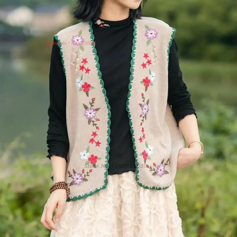 2023 women ethnic short vest vintage hollow crochet knit vest sleeveless tang suit hanfu tops national flower embroidery vest
2023 women ethnic short vest vintage hollow crochet knit vest sleeveless tang suit hanfu tops national flower embroidery vest