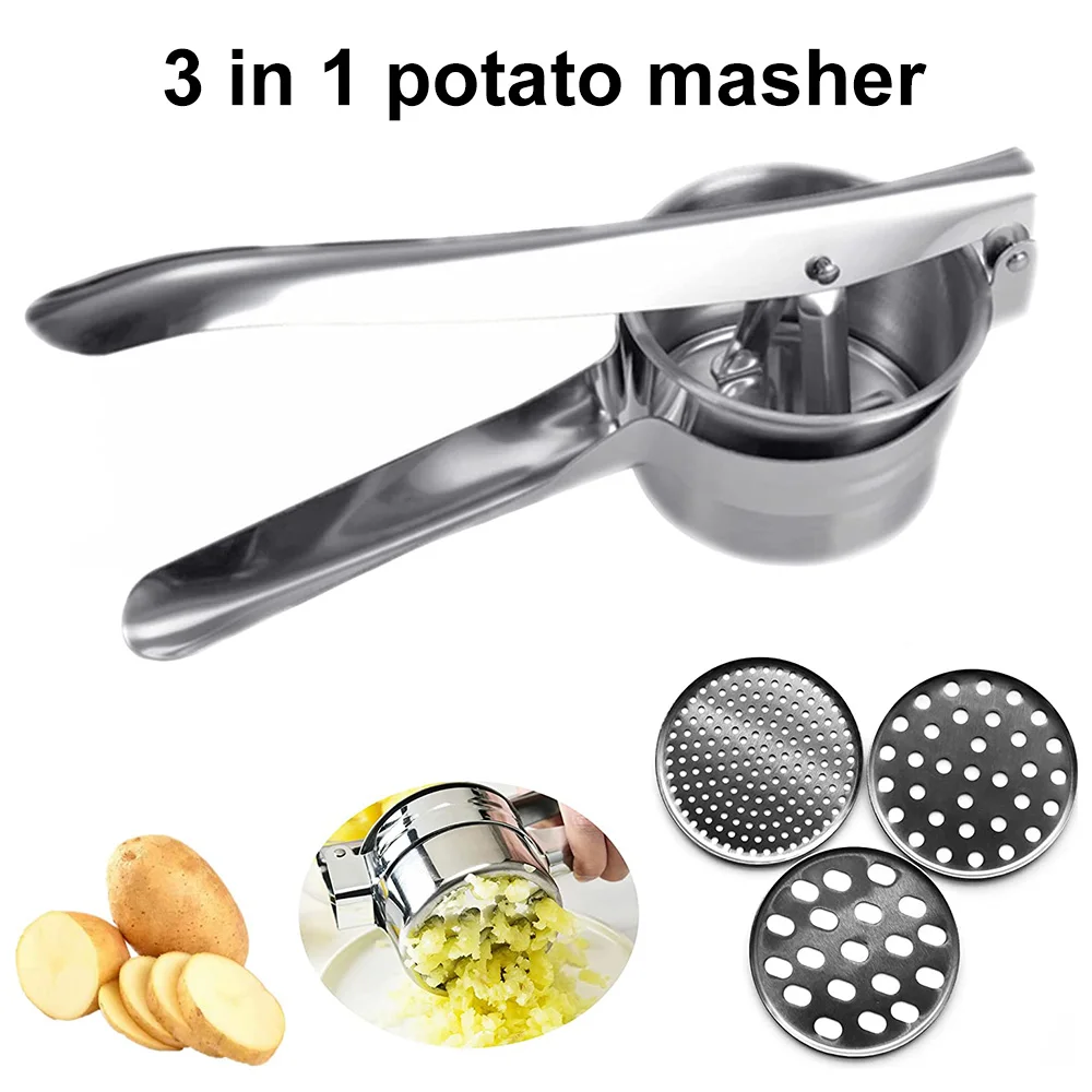 

Stainless Steel Potato Mashers Ricers Manual Juicer Lemon Squeezer Garlic Presser Puree Fruit Vegetable Mud Maker Kitchen Tool