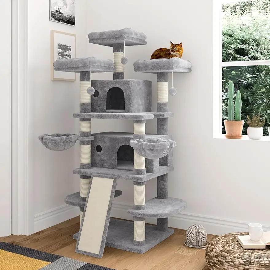 

IMUsee 68 Inches Multi-Level Cat Tree for Large Cats/Big Cat Tower with Cat Condo/Cozy Plush Perches/Sisal Scratching Posts and