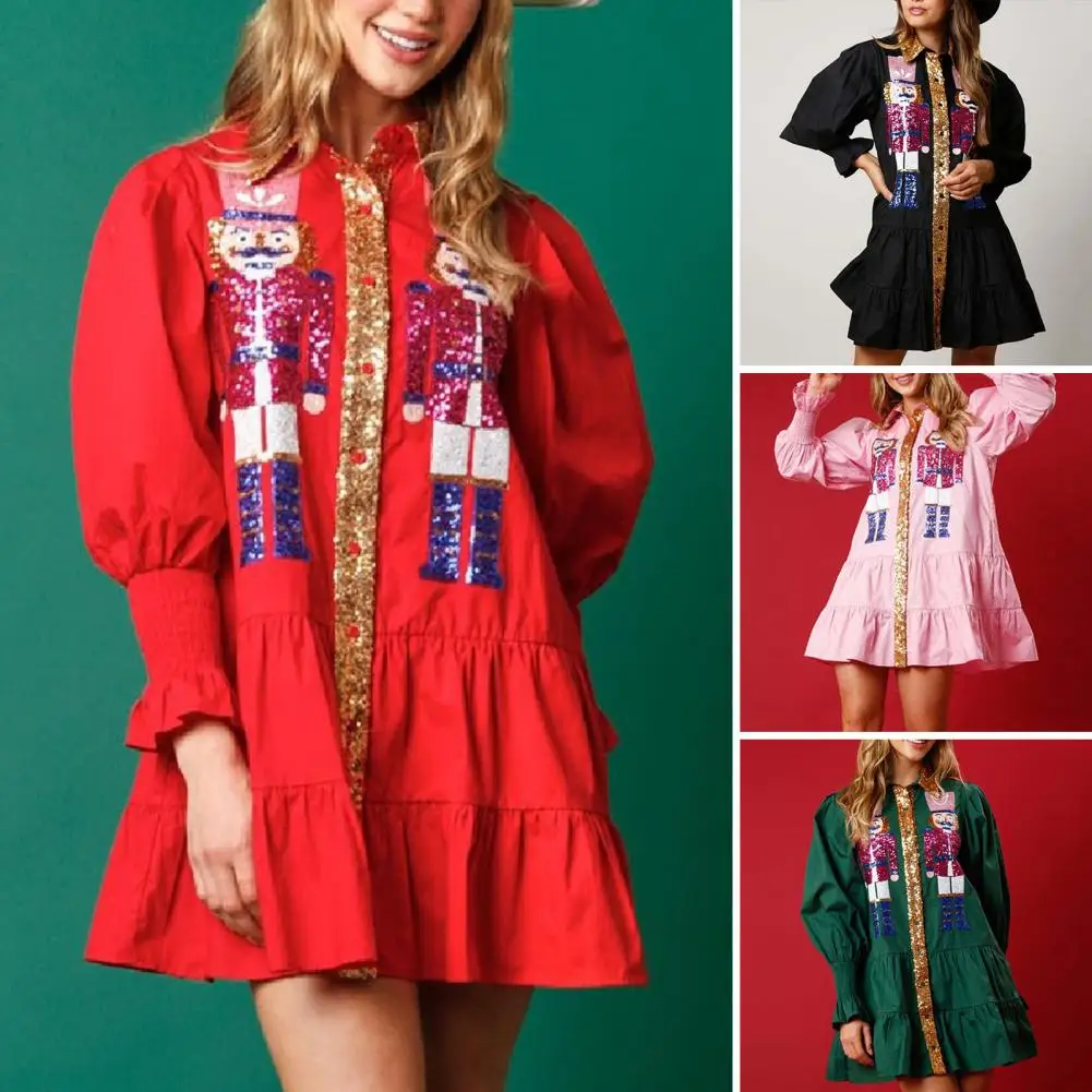 A-line Loose Cute Sequin Shirts Women Dress 2023 Autumn Retro Loose Pleat Mini Robe Fashion Christmas Midi Blouse Woman Clothes
A-line Loose Cute Sequin Shirts Women Dress 2023 Autumn Retro Loose Pleat Mini Robe Fashion Christmas Midi Blouse Woman Clothes