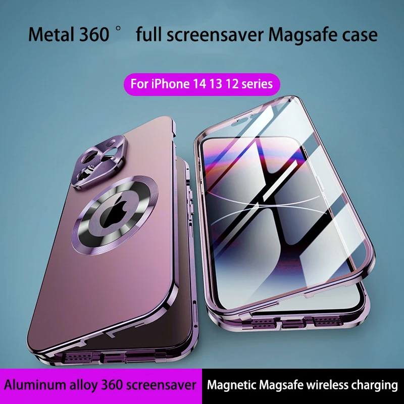 Чехол для iPhone 12 13 14 Pro Max, Металлические Магнитные Чехлы Magsafe с полным покрытием экрана 360 °, защитное стекло HD из алюминиевого сплава
Чехол для iPhone 12 13 14 Pro Max, Металлические Магнитные Чехлы Magsafe с полным покрытием экрана 360 °, защитное стекло HD из алюминиевого сплава
