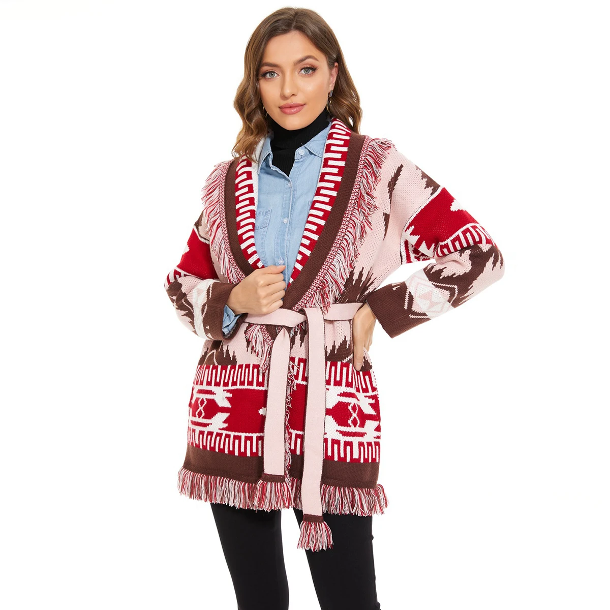 Jastie Winter Boho Tassel Sweater Lapel Long Sleeve Retro Jacquard Jacket Loose Ethnic Knitted Cardigan For Women Clothing 2023
Jastie Winter Boho Tassel Sweater Lapel Long Sleeve Retro Jacquard Jacket Loose Ethnic Knitted Cardigan For Women Clothing 2023