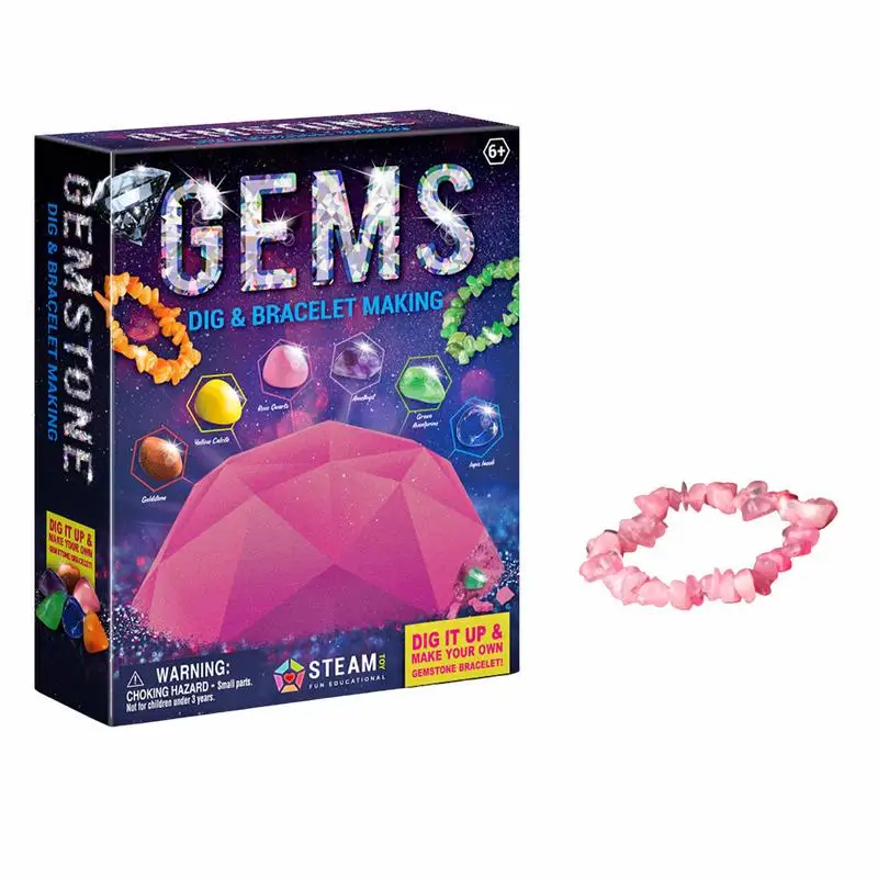 

Gemstone Dig Kit Educational Stem Science Kit Toys Real Gemstones Dig Kit & Bracelet Making Stem Activities Digging DIY Toy Gems