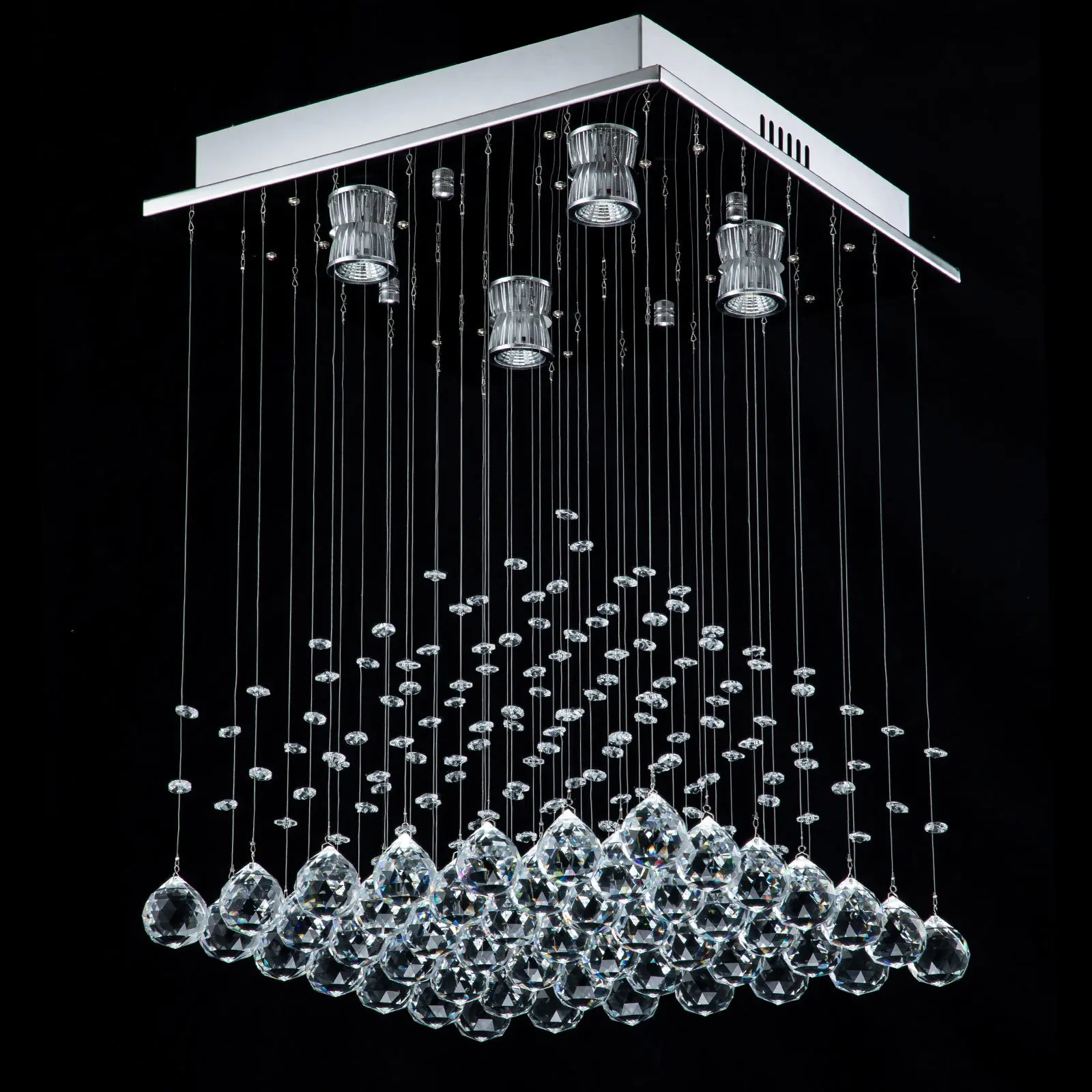 

L40*W40*H56cm Hallway Crystal Chandelier Modern Square Raindrop Flush Mount Ceiling Light Fixture for Closet Foyer,GU10 led LAMP