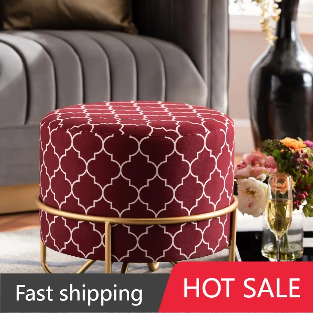 NEW Furniture Baxton Studio Candice Glam and Luxe Red Quatrefoil Velvet Fabric Upholstered Gold Finished Metal Ottoman US
NEW Furniture Baxton Studio Candice Glam and Luxe Red Quatrefoil Velvet Fabric Upholstered Gold Finished Metal Ottoman US