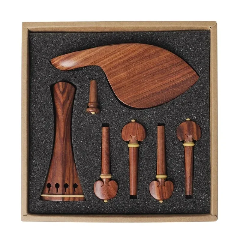 

1 set 4/4 violin ebony/rosewood/jujube wood accessories parts fittings,Tailpiece+Tuning pegs+Endpins+Chin rest/Chin Holder