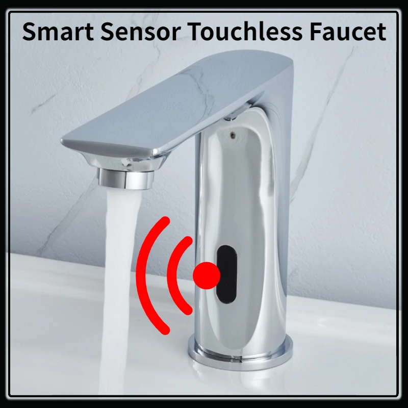 

Bathroom Touchless Faucet Smart Sensor Basin Mixers Hi-tech Sink Mixer Tap Kitchen Infrared Faucets Luxury Brass Vanity Auto Tap