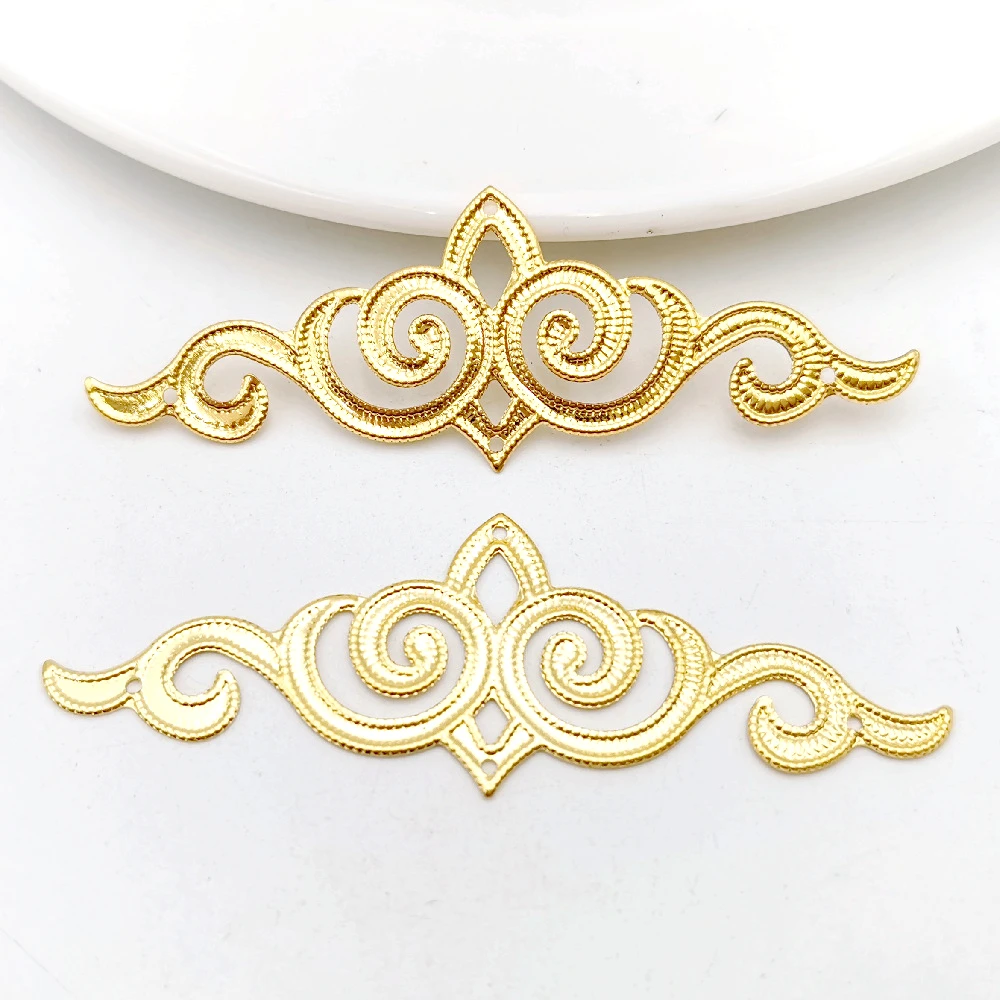 

10/50 PCS 22*65mm Gold Color Auspicious clouds Filigree Wraps Connectors Ancient Metal Crafts Gift DIY Jewelry Accessories