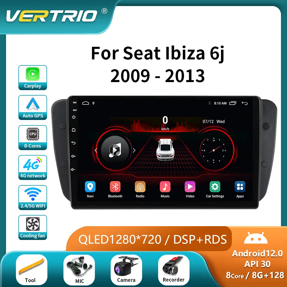 

2 Din Android 13 For Seat Ibiza 6J 2009-2010 2013 Car Radio Multimedia GPS 2din Autoradio WIFI 4G Carplay Stereo DVD Head Unit
