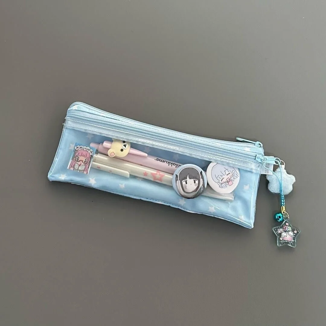 2026 NEW CUTE Stars Pencil Case Mesh Multilayer Pen Bag Multifunctional Large Capacity Stationery Bag School 2026 NEW CUTE Stars Pencil Case Mesh Multilayer Pen Bag Multifunctional Large Capacity Stationery Bag School