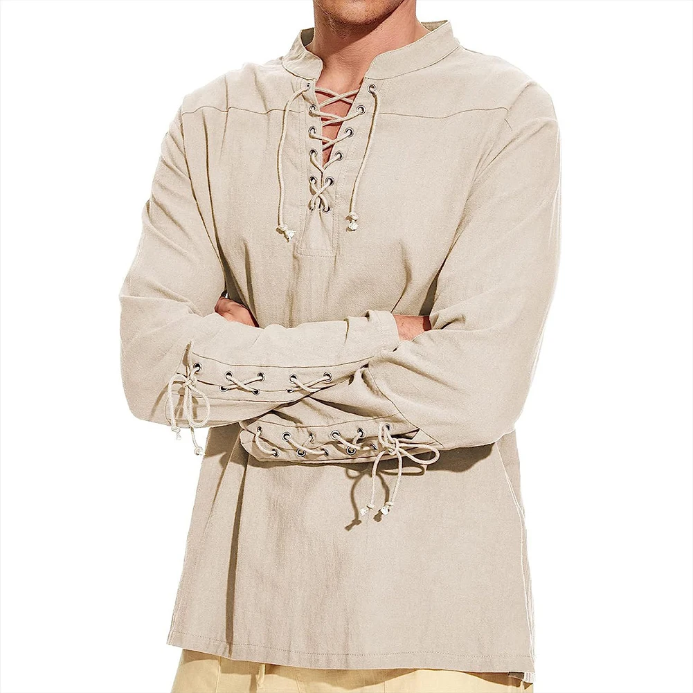 Mens Renaissance Costume Long Sleeve Medieval Steampunk Shirt Stage Costume Oversized Fluffy Sleeve Bandage Vintage Tshirt
Mens Renaissance Costume Long Sleeve Medieval Steampunk Shirt Stage Costume Oversized Fluffy Sleeve Bandage Vintage Tshirt