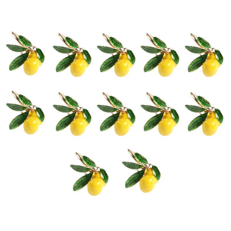 

12Pcs Hotel Table Decoration Lemon Napkin Buckle Fruit Napkin Ring Paper Towel Ring-Gold