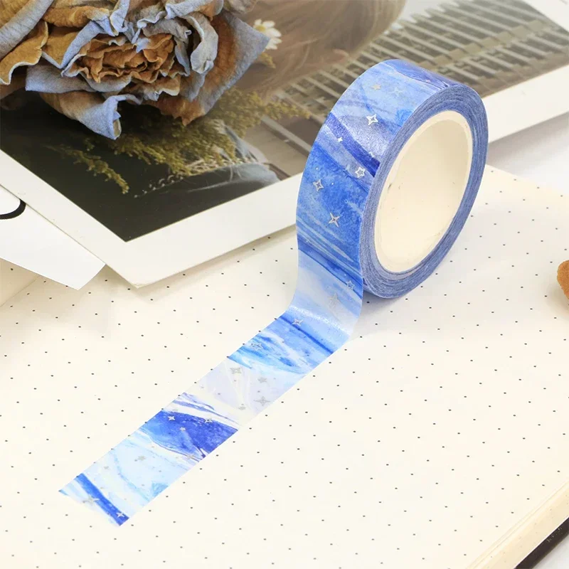 New 1PC 15mm*10m Silver Foil Galaxy Background Blue Stars washi tape Deco Scrapbooking Masking Tape sticker
New 1PC 15mm*10m Silver Foil Galaxy Background Blue Stars washi tape Deco Scrapbooking Masking Tape sticker