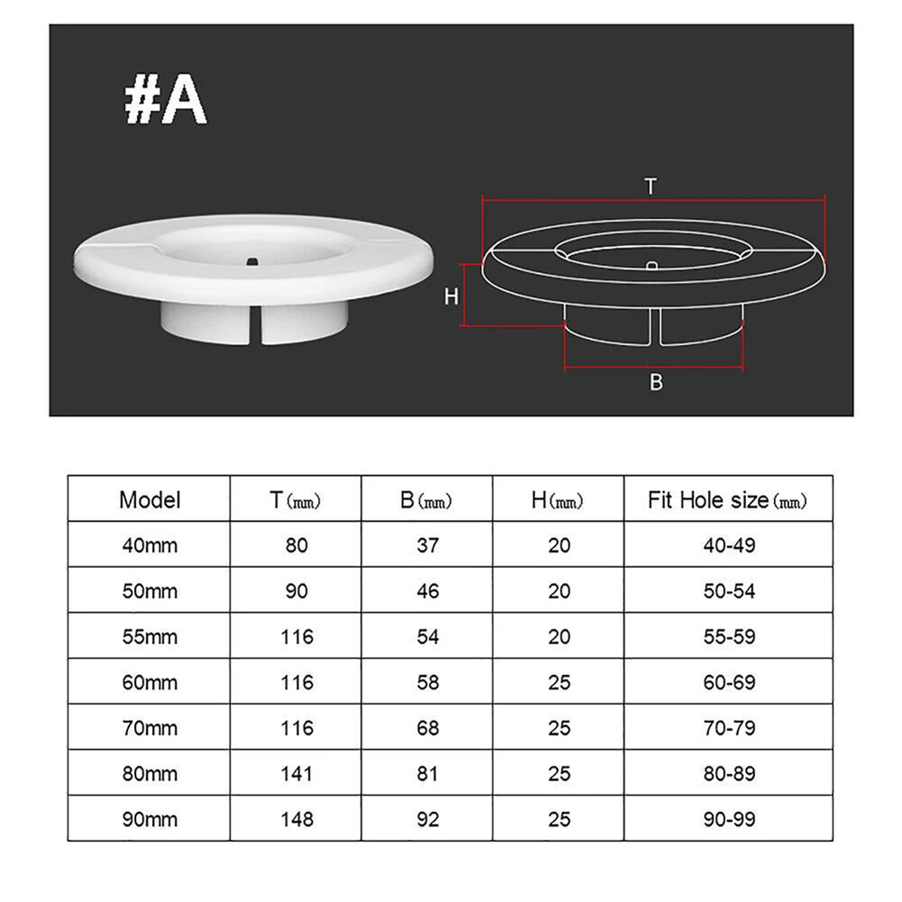 

Cable Passage Cable Entry Conduit Pipes Pipes Air Conditioning Pipes 1pcs Hole Cover Rosettes Cover Tough White 40-80mm PP