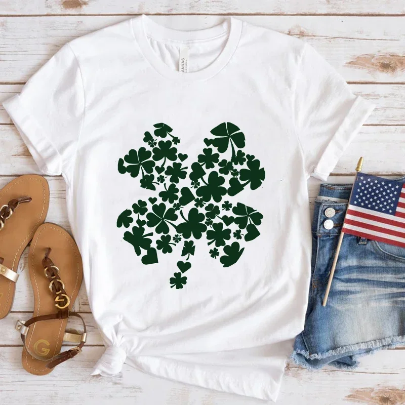 

2024 Fashion Unisex T-Shirt St. Patrick'S Day Clover Print Designed Summer Tops Tees graphic t shirts ropa mujer t shirt women