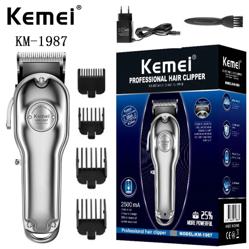 kemei electric hair clipper KM-1987 fast charging and 5 hours long time working Metal casing salonprofessional trimmer
kemei electric hair clipper KM-1987 fast charging and 5 hours long time working Metal casing salonprofessional trimmer