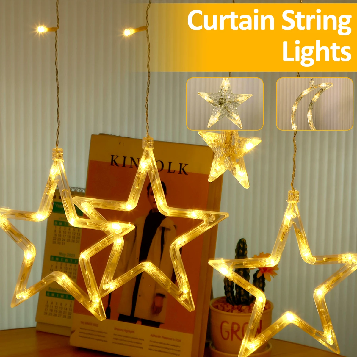 138 LED Curtain String Lights Waterproof Window Star Moon Fairy Lights Romantic Curtain Light for Garden Balcony Yard Decoration
138 LED Curtain String Lights Waterproof Window Star Moon Fairy Lights Romantic Curtain Light for Garden Balcony Yard Decoration