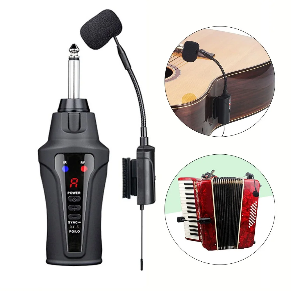 

UHF Professional Wireless Instrument Microphone Condenser Wireless Mic Receiver Transmitter System For Accordion Guitar Flute