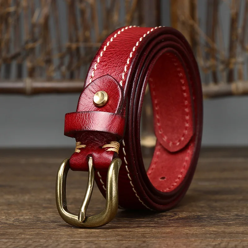 

2.8CM Ladies Thick Cowhide Copper Buckle Genuine Leather Jeans Belt Women High Quality Retro Luxury Cintos Female Waistband