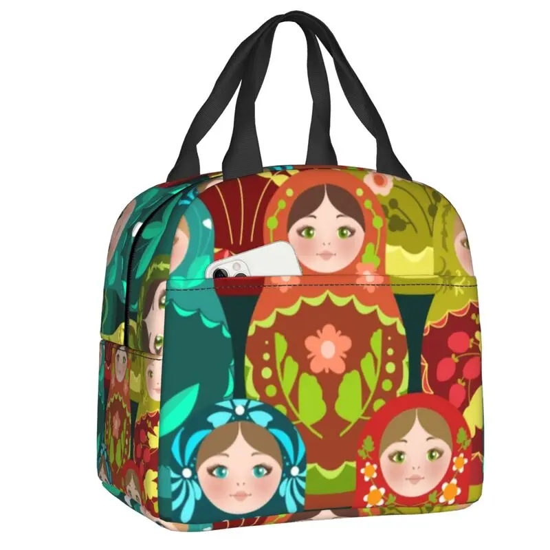 

Russia Matryoshka Doll Lunch Bag Cooler Thermal Insulated Bento Box For Women Kids School Children Picnic Travel Food Tote Bags