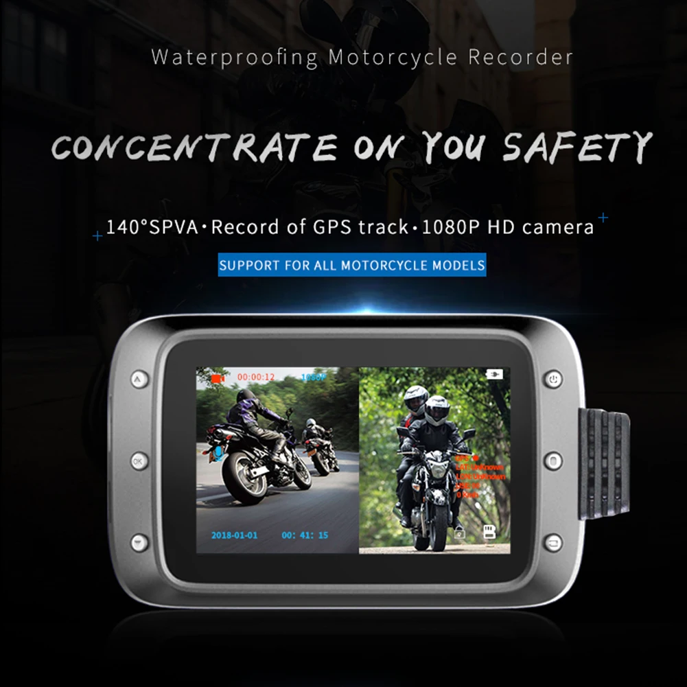 Dash Cam DVR Video Recorder Supports GPS Track Record 1080P 1080P 3.0 Inch IPS Motorcycle Driving Recorder
Dash Cam DVR Video Recorder Supports GPS Track Record 1080P 1080P 3.0 Inch IPS Motorcycle Driving Recorder