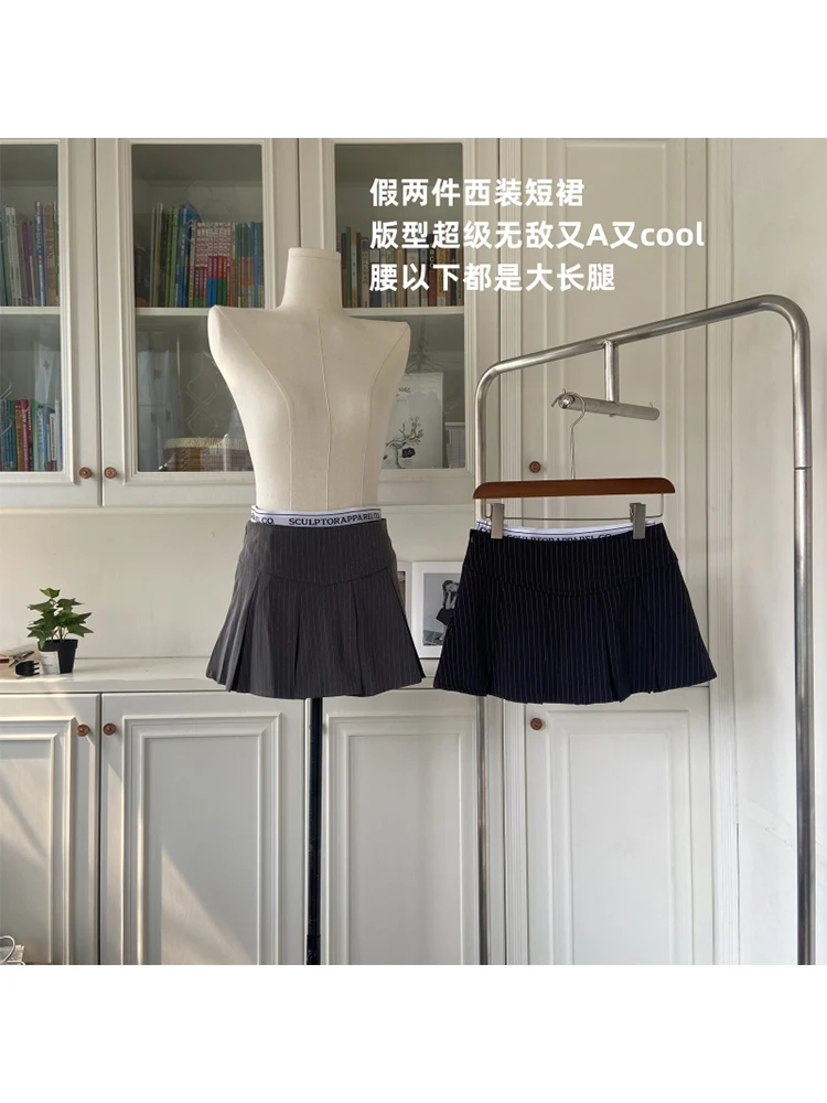 

Женская плиссированная серая юбка в полоску Y2k, трапециевидные юбки в Корейском стиле, винтажная мини-юбка в стиле Харадзюку 90-х, летняя одежда в стиле 1920-х