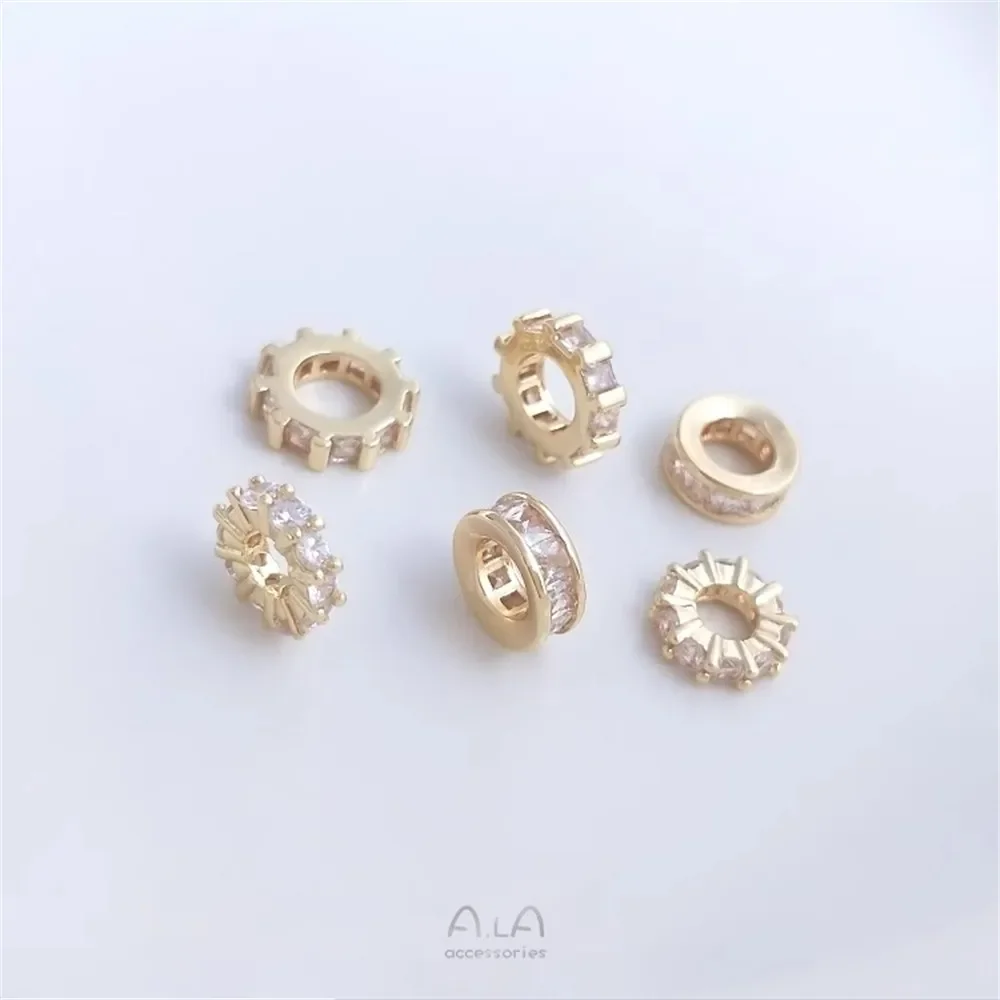 Zirconia 14K Gold Coated Diamond Ring Spacer Square Zirconia Large Hole Wheel Spacer Ring DIY Handmade Jewelry Accessories K044
Zirconia 14K Gold Coated Diamond Ring Spacer Square Zirconia Large Hole Wheel Spacer Ring DIY Handmade Jewelry Accessories K044