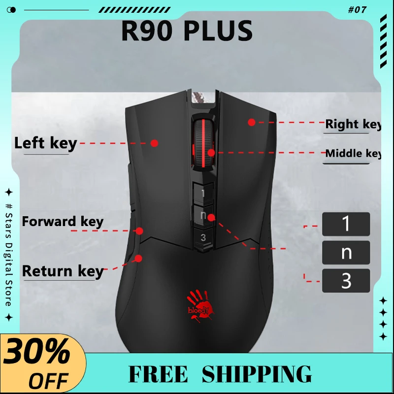 

Bloody R90 Plus Wireless Mouse 2.4GHz Ergonomic RGB Lightweight Gaming Fps C-F Chicken Macro 5000DPI Gift E-Sports Gaming Mouse