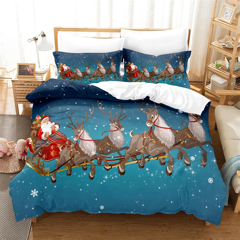 

Santa Clause Sleigh Bedding Set Duvet Cover Set 3d Bedding Digital Printing Bed Linen Queen Size Bedding Set Fashion Design