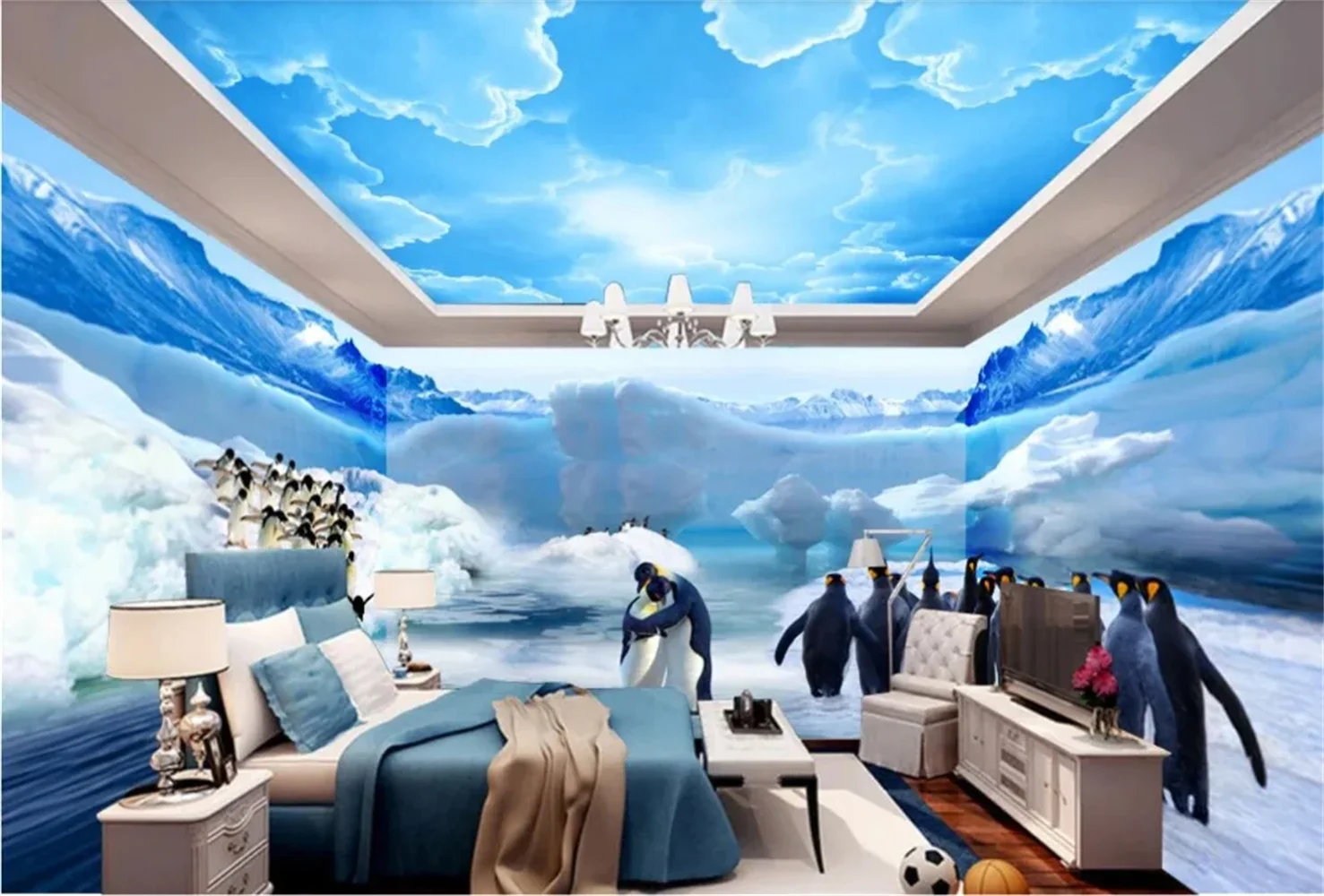 

beibehang Custom Large Mural Wallpaper 3D Antarctic Penguin Glacier World Theme House Wall papel de pared wall papers home decor