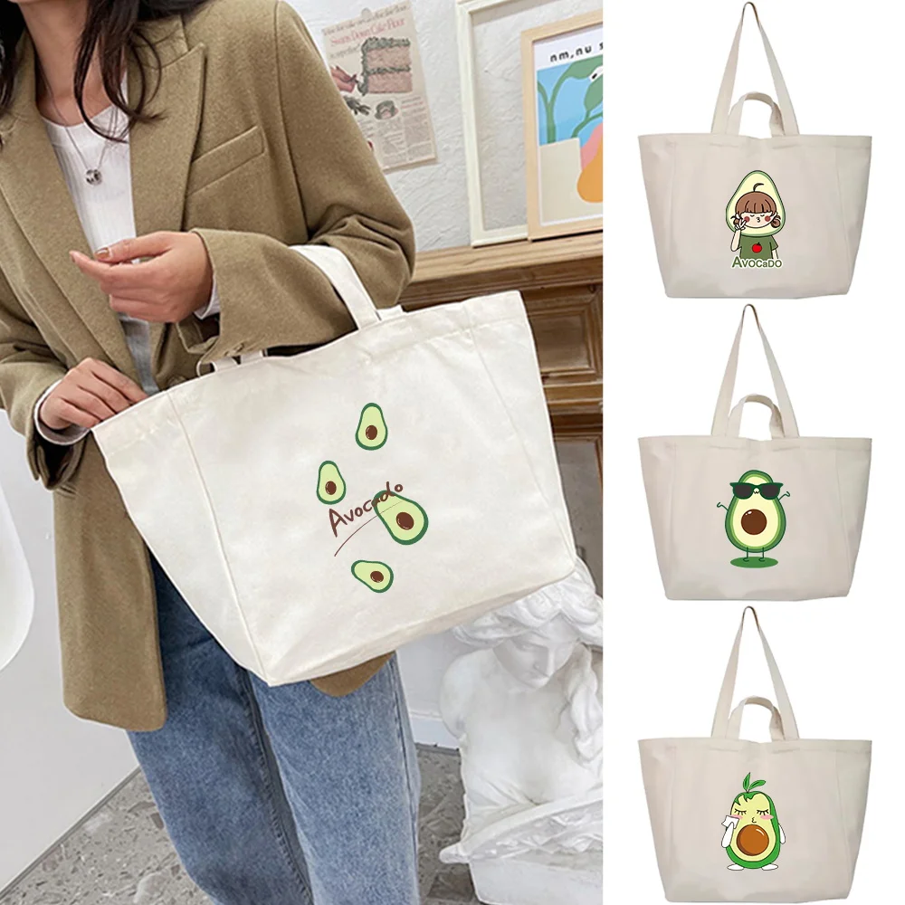 

Canvas Handbag Shopping Bag Shoulder Bags Shopper Tote Packet 2023Fashion Women Avocado Print Travel Portable Organizer Casual