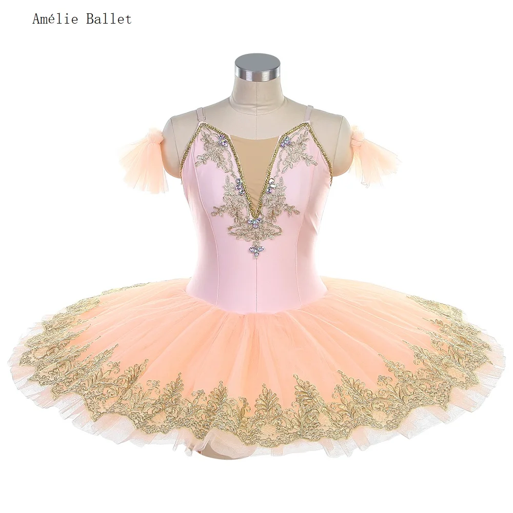 

BLL416 Pale Pink Spandex Bodice Ballet Pancake Tutu Costume Pre-Professional Ballet Tutus Child & Adult Stage Performance Dress