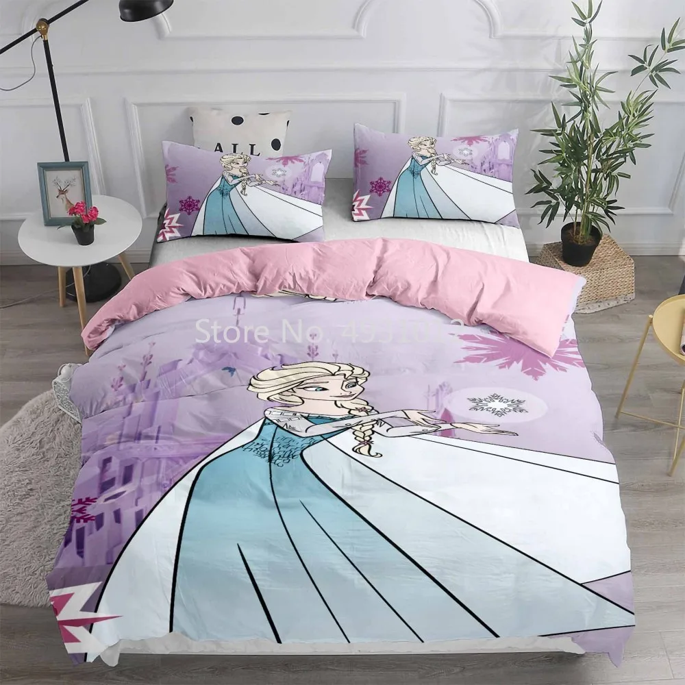 

Disney Princess Frozen Elsa Anna Bedding Set Quilt Cover 3D Home Bedroom Decor for Children Kids Boy Girl Queen King Size