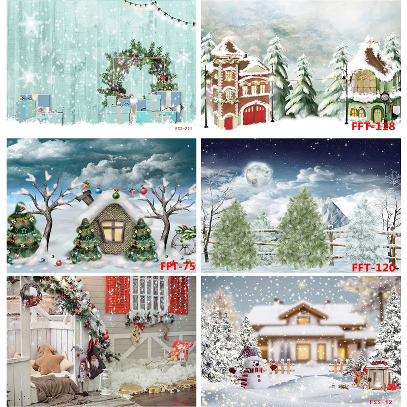 

SHUOZHIKE Christmas Day Photography Backdrops Snowman and Pine Trees Forest Garland Photo Studio Background 32928 FSS-116