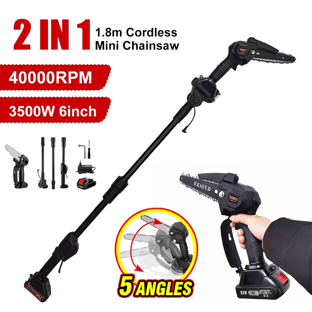 3500W 6 Inch Electric High Branch Saw Extension Rod Cordless Aerial Branch Chainsaw Adjustable Telescoping Pole Pruning Tools
3500W 6 Inch Electric High Branch Saw Extension Rod Cordless Aerial Branch Chainsaw Adjustable Telescoping Pole Pruning Tools