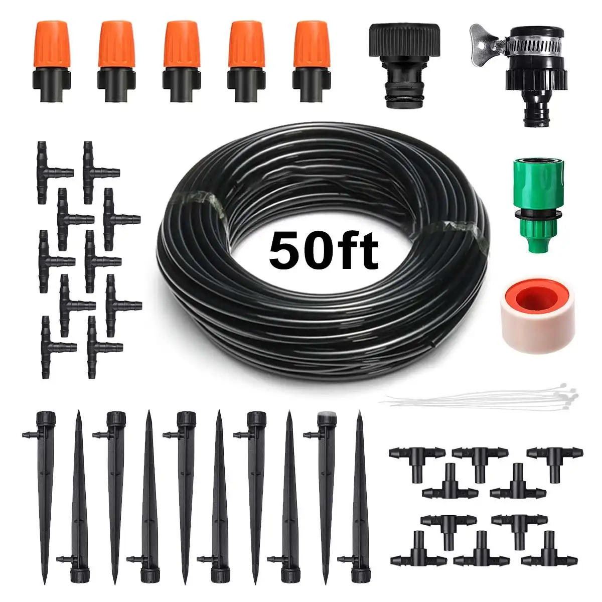 15M Automatic Garden Irrigation Watering System Vegetables Flowers Drip Kit Adjustable Nozzle 1/4'' PVC Hose Coupling Adapter
15M Automatic Garden Irrigation Watering System Vegetables Flowers Drip Kit Adjustable Nozzle 1/4'' PVC Hose Coupling Adapter