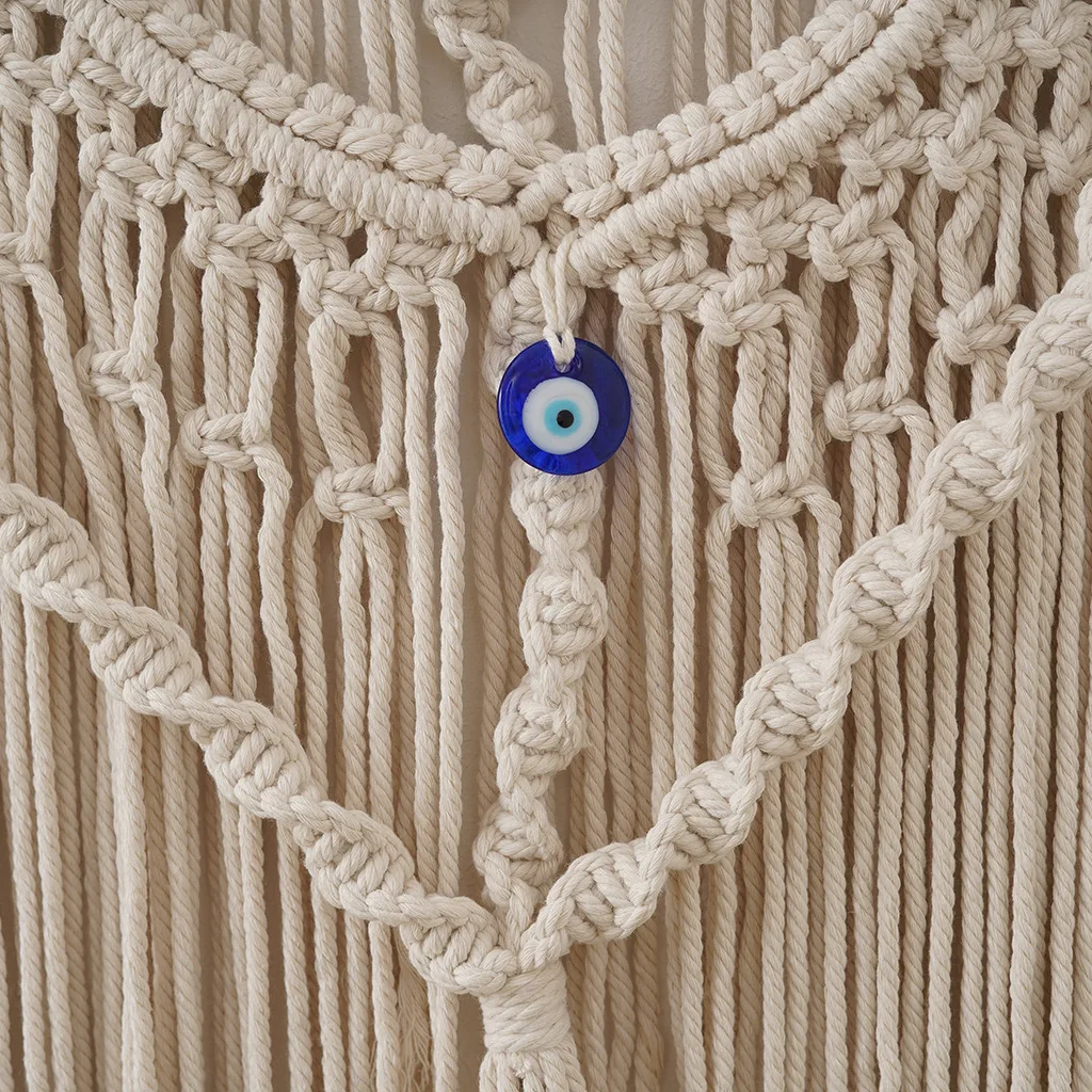 Evil Eye Handwoven Tapestry - White Bohemian Wall Art 4 Sa23c67b5bda641f2952cbdd54798e35fk