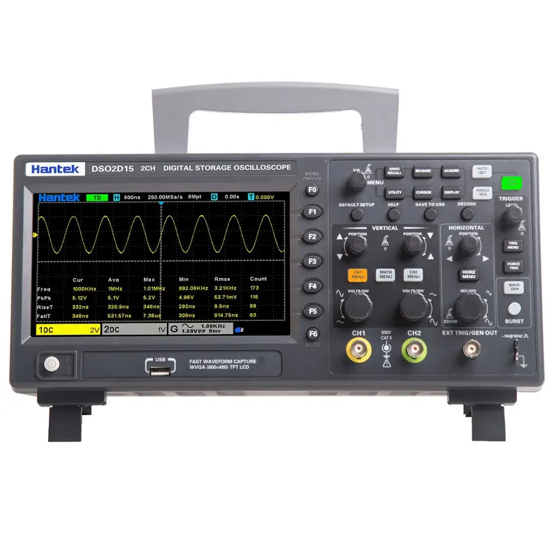 Hantek DSO2D15 Digital Storage Oscilloscope 2 Channel 150MHz 1GSa/S Oscilloscope with 1CH AWG Signal Generator
Hantek DSO2D15 Digital Storage Oscilloscope 2 Channel 150MHz 1GSa/S Oscilloscope with 1CH AWG Signal Generator