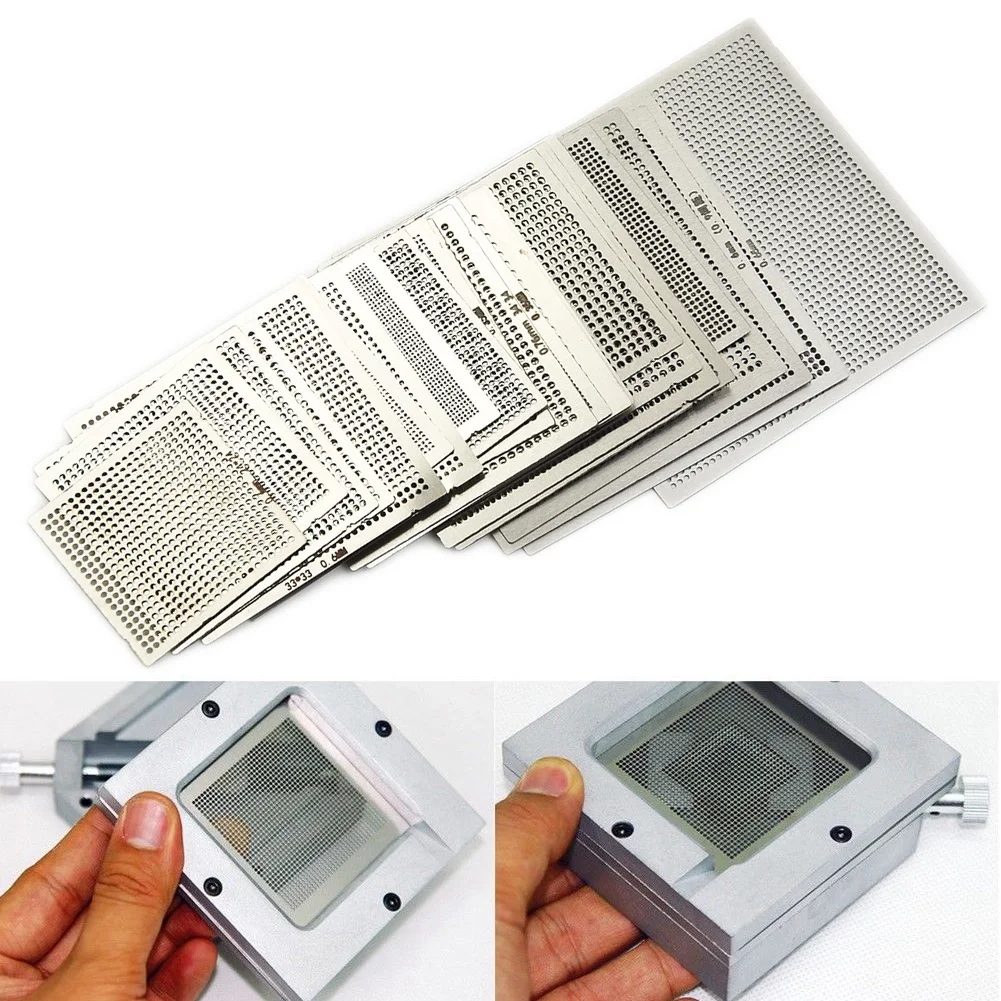 Pack Universal Stencil Directly BGA Reballing Rework Net Parts Kit Rework Steel Silver Replacement Accessories
Pack Universal Stencil Directly BGA Reballing Rework Net Parts Kit Rework Steel Silver Replacement Accessories