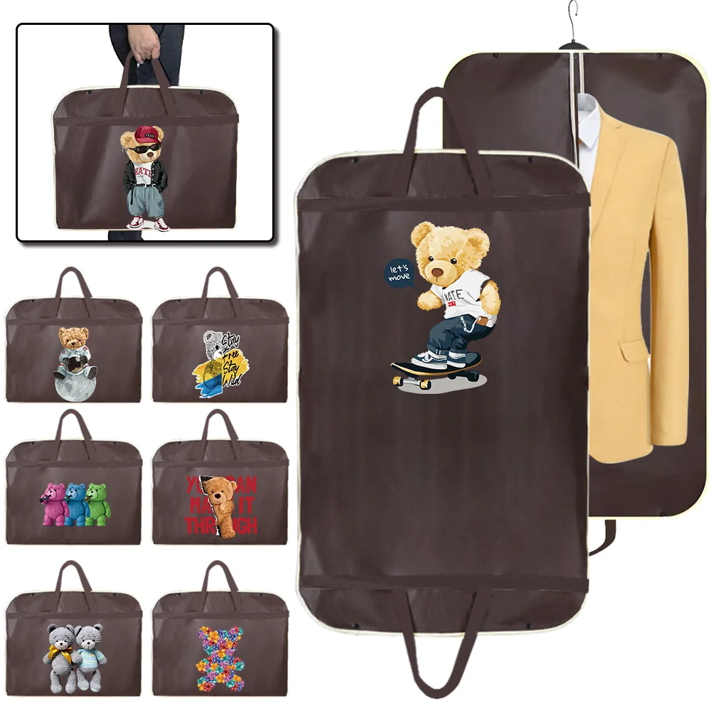 

Dustproof Clothing Covers Dress Dust Cover Suit Coat Storage Bag Bear Printing Garment Bags Wardrobe Hanging Clothes Organizer