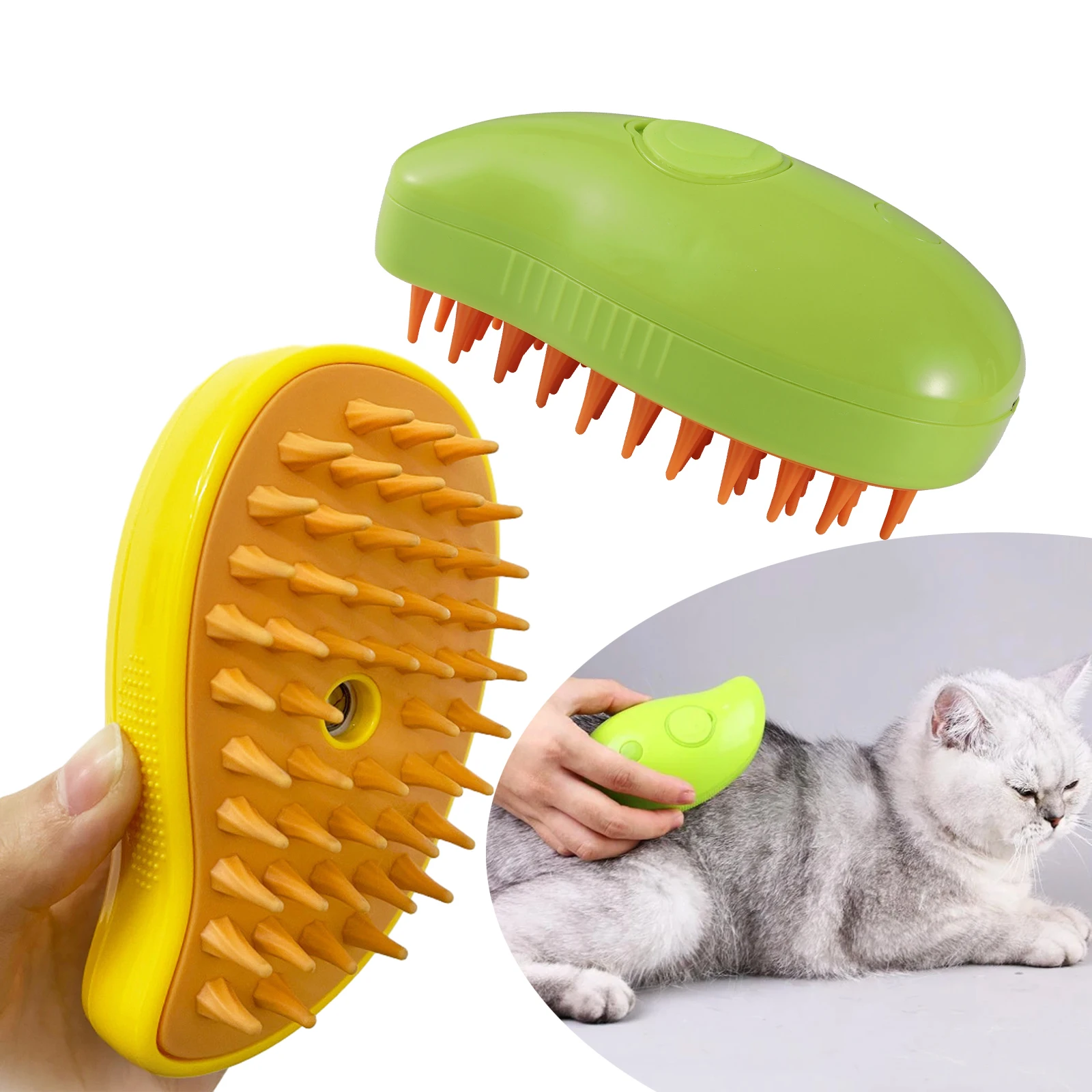 

Cat Steam Brush Electric Spray Water Spray Kitten Pet Comb Soft Silicone Depilation Cats Bath Hair Brush Grooming Supplies 1Pc