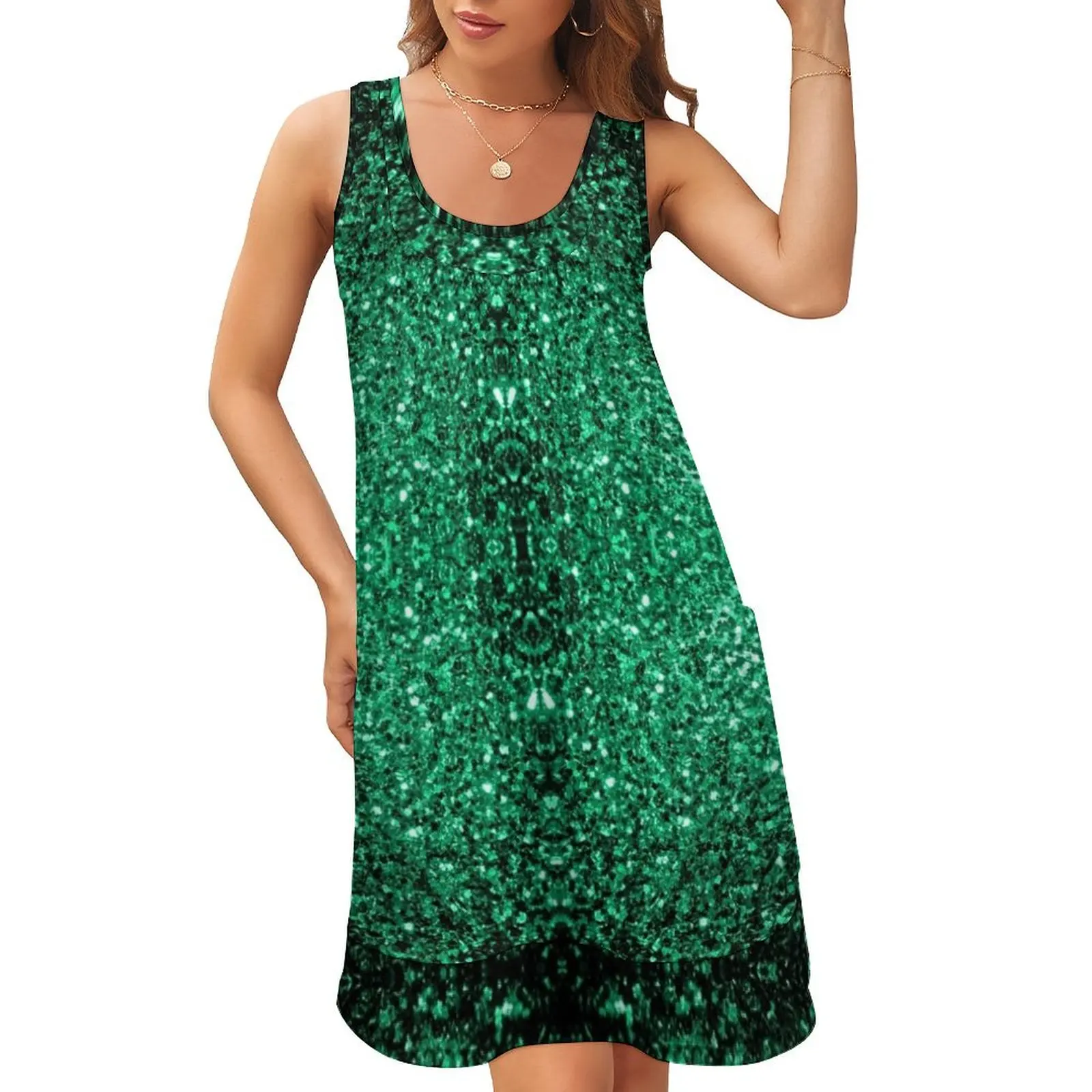 Изумрудно-Зеленая искусственная кожа (фото блестящего неотражающего) платье без рукавов с U-образным вырезом из двух частей
Изумрудно-Зеленая искусственная кожа (фото блестящего неотражающего) платье без рукавов с U-образным вырезом из двух частей