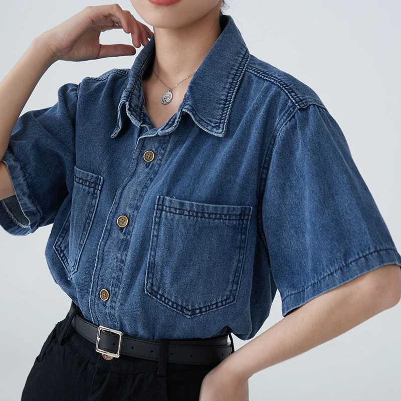 Rimocy Ol Office Denim Shirt for Women Summer 2023 Turn Down Collar Short Sleeve Blouse Woman Fashion Button Up Jean Jacket
Rimocy Ol Office Denim Shirt for Women Summer 2023 Turn Down Collar Short Sleeve Blouse Woman Fashion Button Up Jean Jacket